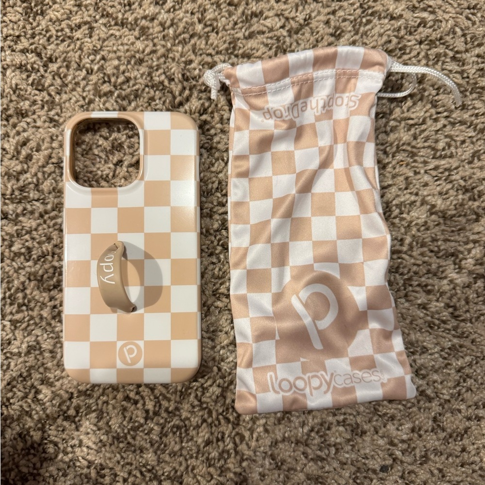 Loopy iPhone 13 Pro Phone Case - Checkered Sand/White